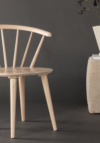 VENTURE DESIGN Bobby spisebordsstol, m. armln - hvidvasket gummitr