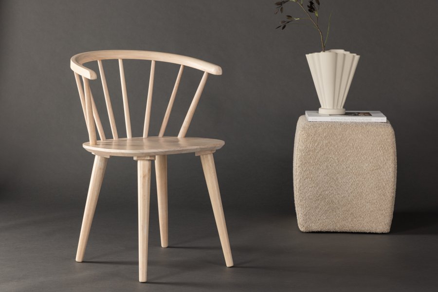 VENTURE DESIGN Bobby spisebordsstol, m. armln - hvidvasket gummitr