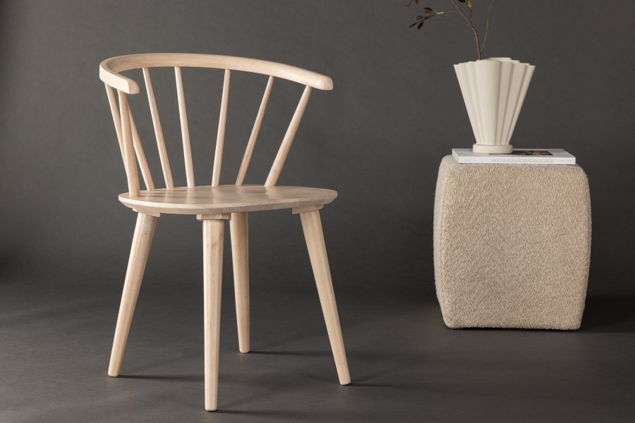 VENTURE DESIGN Bobby spisebordsstol, m. armln - hvidvasket gummitr