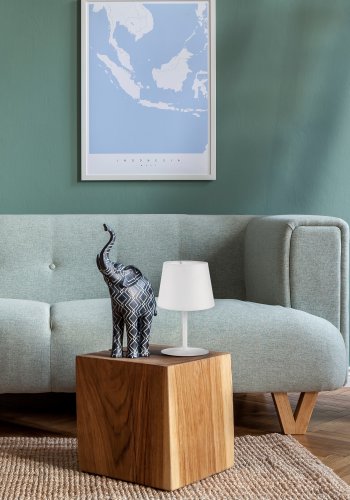 TK Maja bordlampe - hvid stof og hvid metal