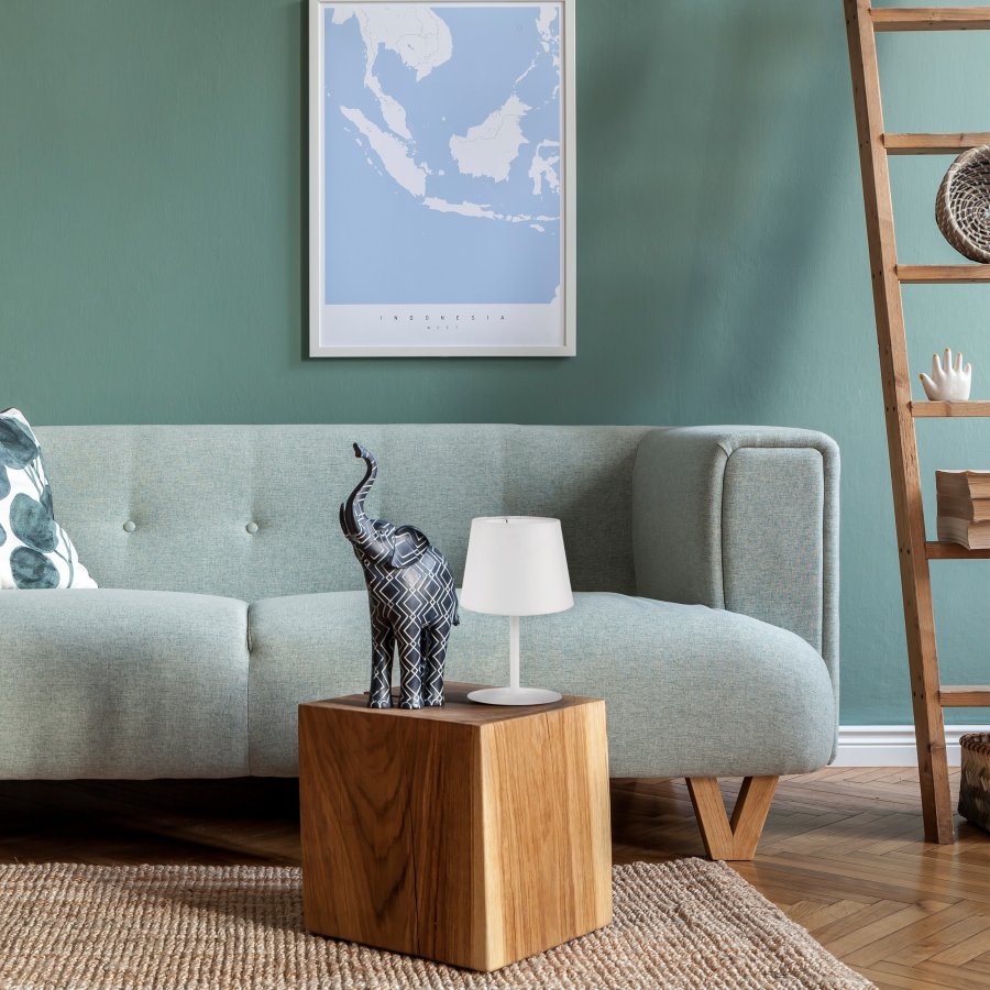 TK Maja bordlampe - hvid stof og hvid metal