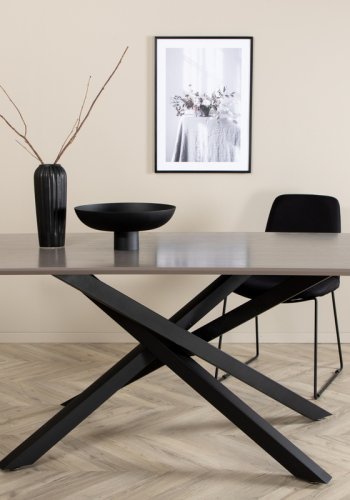 VENTURE DESIGN Piazza spisebord, rektangulr - gr finér og sort stl (180x90)