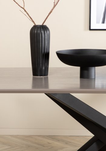 VENTURE DESIGN Piazza spisebord, rektangulr - gr finér og sort stl (180x90)