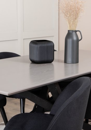 VENTURE DESIGN Piazza spisebord, rektangulr - gr finér og sort stl (180x90)