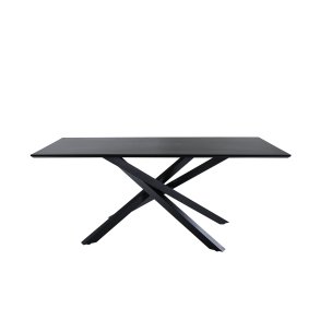 VENTURE DESIGN Piazza spisebord, rektangulr - sort finér og sort stl (180x90)