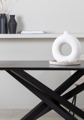 VENTURE DESIGN Piazza spisebord, rektangulr - sort finér og sort stl (180x90)