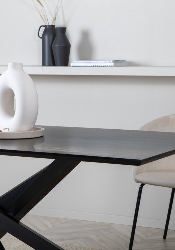 VENTURE DESIGN Piazza spisebord, rektangulr - sort finér og sort stl (180x90)