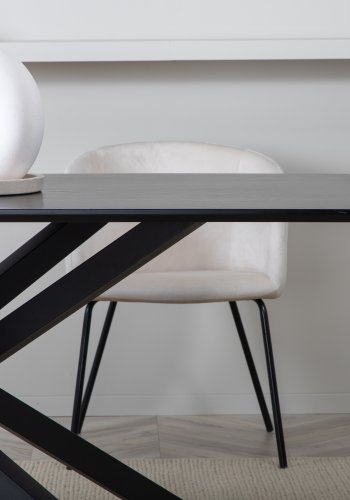VENTURE DESIGN Piazza spisebord, rektangulr - sort finér og sort stl (180x90)