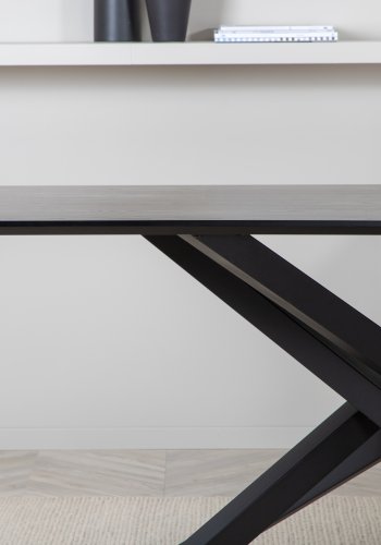 VENTURE DESIGN Piazza spisebord, rektangulr - sort finér og sort stl (180x90)