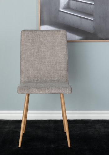 VENTURE DESIGN Windu Lyx spisebordsstol - lysegr polyesterhr og egefolieret stl