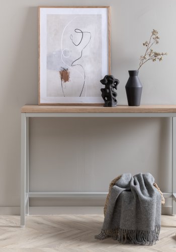 VENTURE DESIGN Rise sidebord, rektangulr - natur askepapirlaminat og gr stl (110x30)