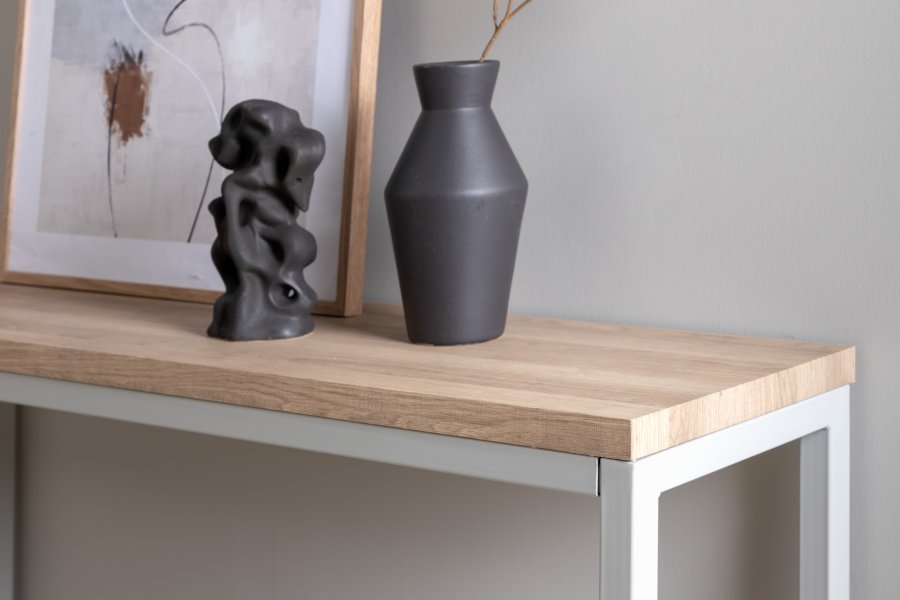 VENTURE DESIGN Rise sidebord, rektangulr - natur askepapirlaminat og gr stl (110x30)