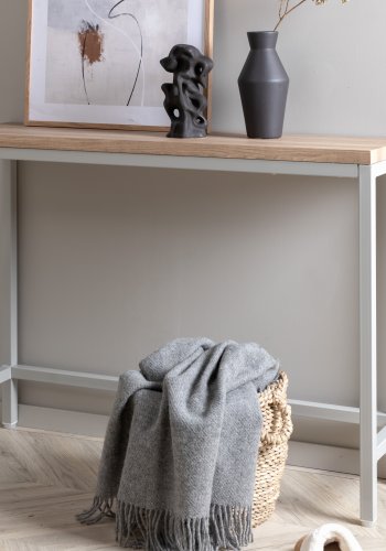 VENTURE DESIGN Rise sidebord, rektangulr - natur askepapirlaminat og gr stl (110x30)