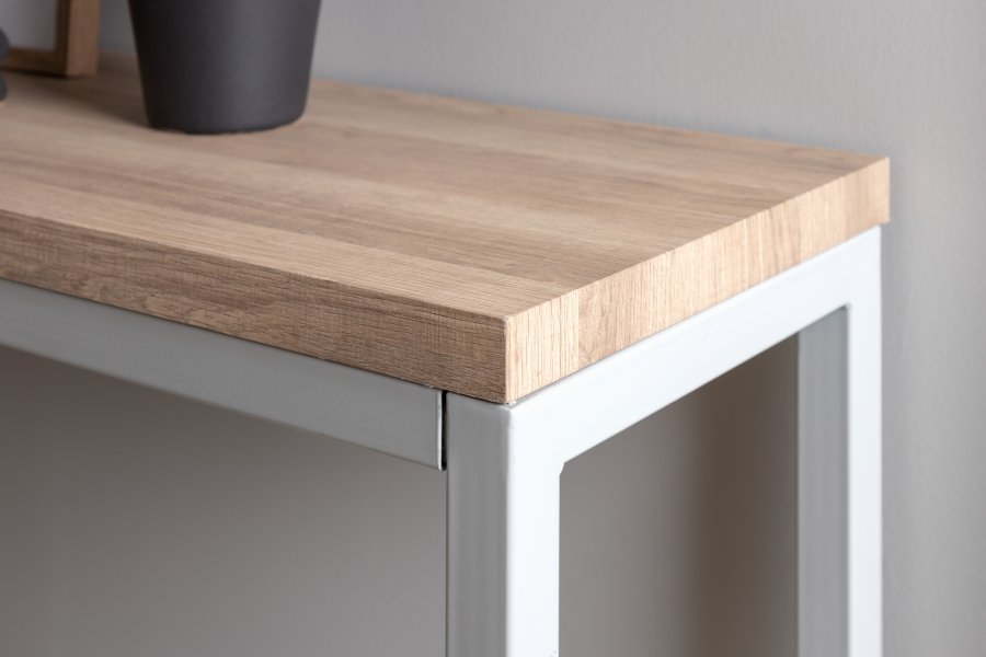 VENTURE DESIGN Rise sidebord, rektangulr - natur askepapirlaminat og gr stl (110x30)