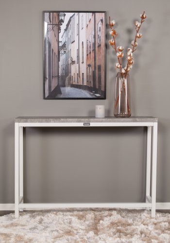 VENTURE DESIGN Rise sidebord, rektangulr - betongr papirlaminat og hvid stl (110x30)