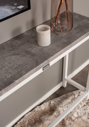 VENTURE DESIGN Rise sidebord, rektangulr - betongr papirlaminat og hvid stl (110x30)