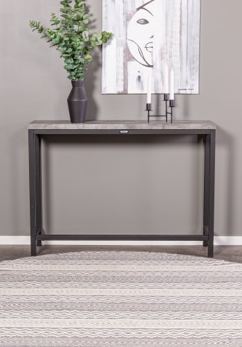 VENTURE DESIGN Rise sidebord, rektangulr - betongr papirlaminat og sort stl (110x30)