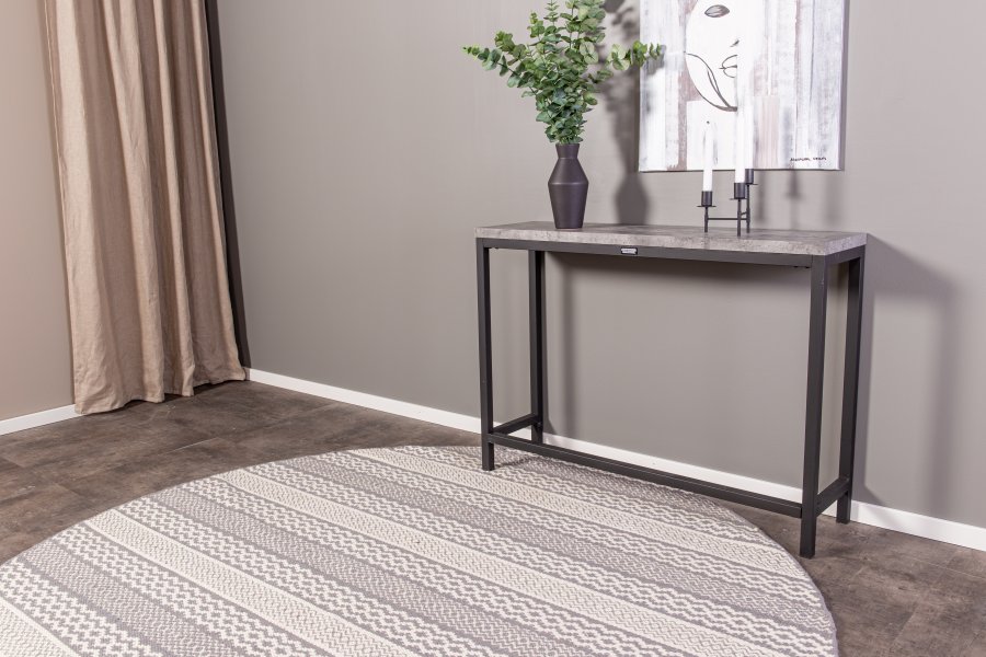 VENTURE DESIGN Rise sidebord, rektangulr - betongr papirlaminat og sort stl (110x30)