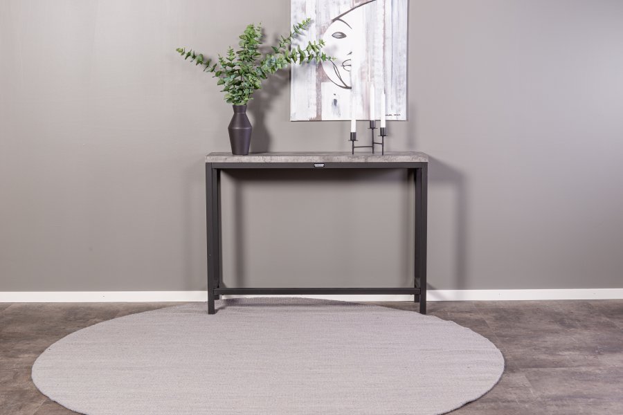 VENTURE DESIGN Rise sidebord, rektangulr - betongr papirlaminat og sort stl (110x30)