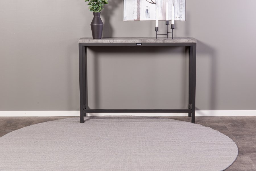 VENTURE DESIGN Rise sidebord, rektangulr - betongr papirlaminat og sort stl (110x30)