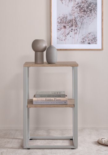 VENTURE DESIGN Rise sidebord, m. 1 hylde - natur askepapirlaminat og gr stl (45x30)