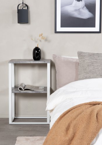 VENTURE DESIGN Rise sidebord, rektangulr - betongr papirlaminat og hvid stl (45x30)