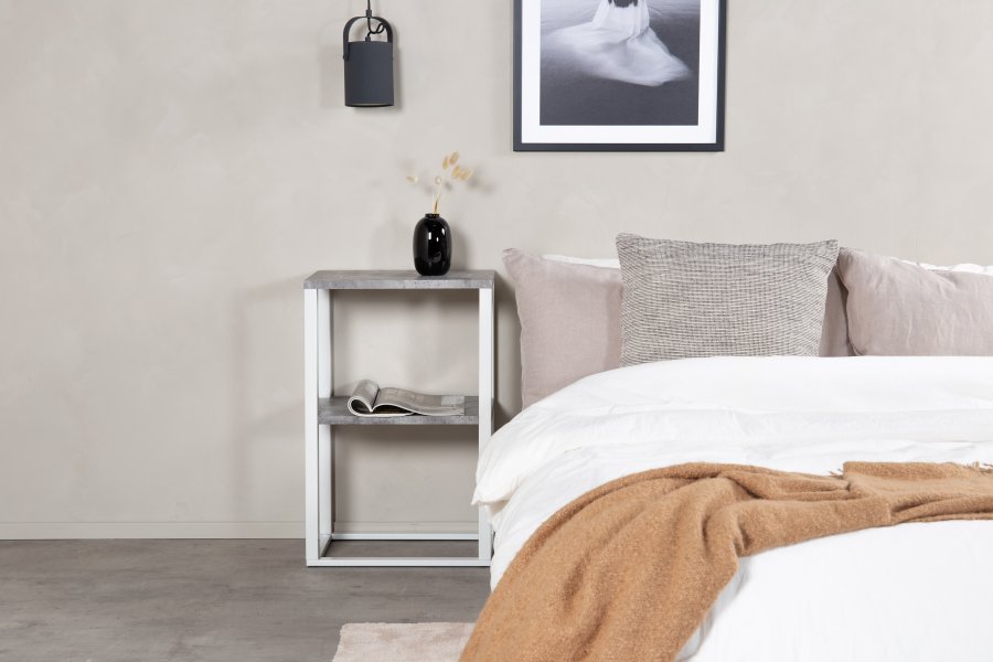 VENTURE DESIGN Rise sidebord, rektangulr - betongr papirlaminat og hvid stl (45x30)