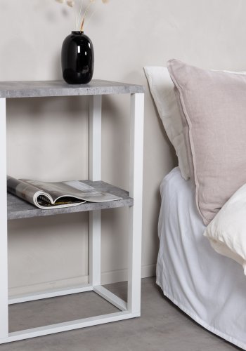 VENTURE DESIGN Rise sidebord, rektangulr - betongr papirlaminat og hvid stl (45x30)