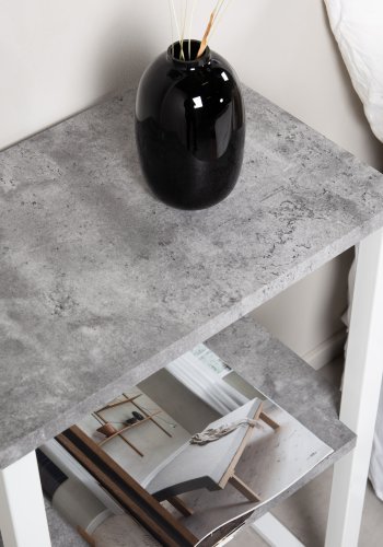 VENTURE DESIGN Rise sidebord, rektangulr - betongr papirlaminat og hvid stl (45x30)
