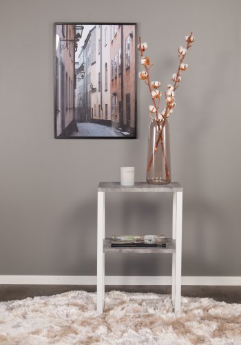 VENTURE DESIGN Rise sidebord, rektangulr - betongr papirlaminat og hvid stl (45x30)