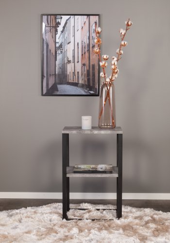 VENTURE DESIGN Rise sidebord, m. 1 hylde - betongr papirlaminat og sort stl (45x30)