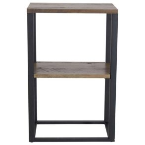 VENTURE DESIGN Rise sidebord, m. 1 hylde - teaktrsfarvet papirlaminat og sort stl (45x30)