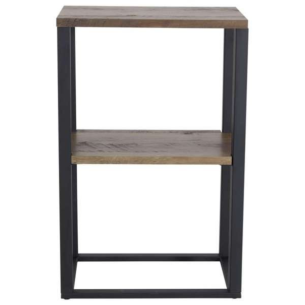 VENTURE DESIGN Rise sidebord, m. 1 hylde - teaktrsfarvet papirlaminat og sort stl (45x30)