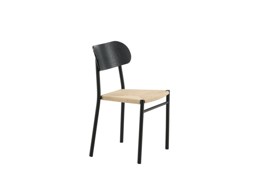 VENTURE DESIGN Polly spisebordsstol - rattan og sort MDF med finér/metal