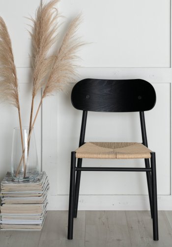 VENTURE DESIGN Polly spisebordsstol - rattan og sort MDF med finér/metal
