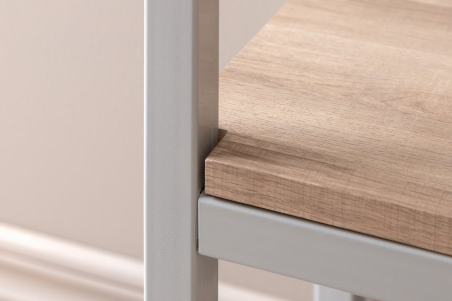 VENTURE DESIGN Rise sidebord, m. 1 hylde - natur askepapirlaminat og gr stl (110x30)