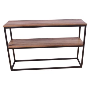 VENTURE DESIGN Rise sidebord, m. 1 hylde - teaktrsfarvet papirlaminat og sort stl (110x30)