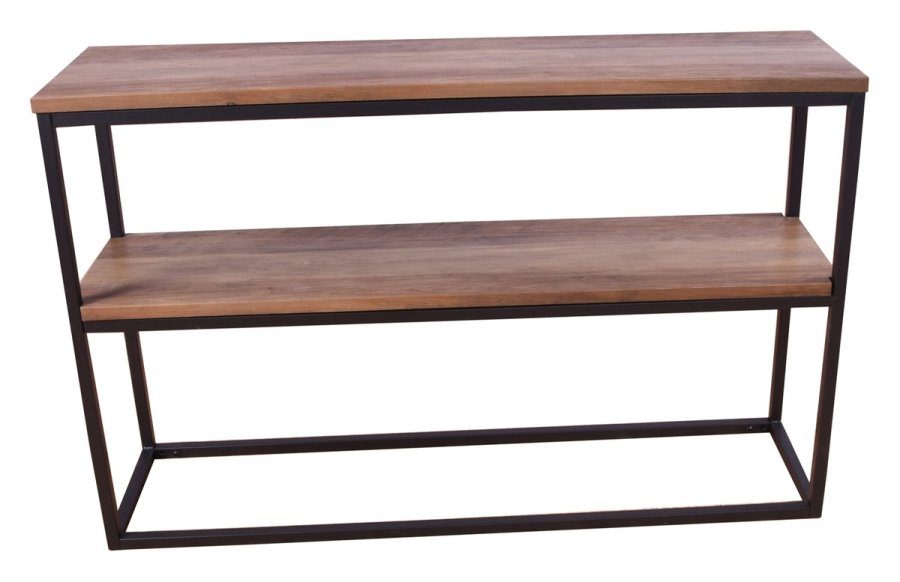 VENTURE DESIGN Rise sidebord, m. 1 hylde - teaktrsfarvet papirlaminat og sort stl (110x30)