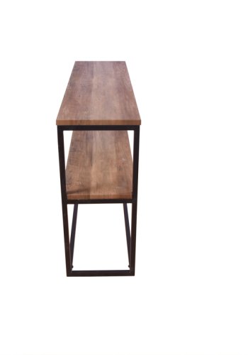 VENTURE DESIGN Rise sidebord, m. 1 hylde - teaktrsfarvet papirlaminat og sort stl (110x30)