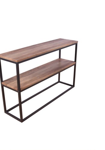 VENTURE DESIGN Rise sidebord, m. 1 hylde - teaktrsfarvet papirlaminat og sort stl (110x30)