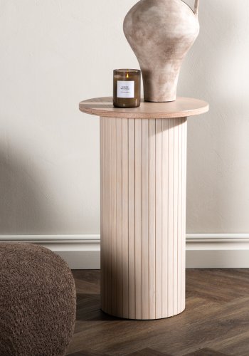 VENTURE DESIGN Bianca sidebord, rund - hvidkalket finér (40)