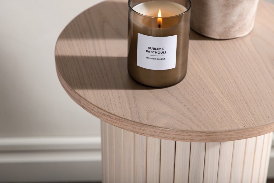 VENTURE DESIGN Bianca sidebord, rund - hvidkalket finér (40)