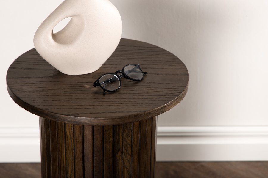 VENTURE DESIGN Bianca sidebord, rund - mokka finér (40)