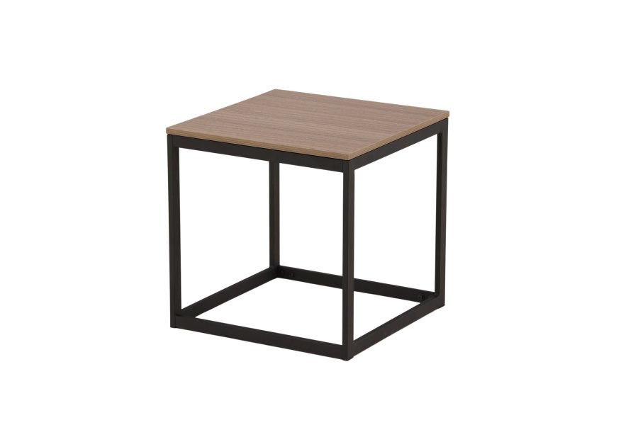 VENTURE DESIGN Arbor sidebord, kvadratisk - mrkebrun MDF og sort stl (50x50)