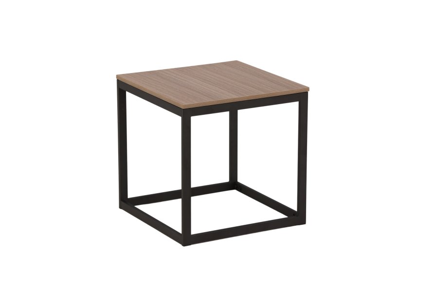 VENTURE DESIGN Arbor sidebord, kvadratisk - mrkebrun MDF og sort stl (50x50)