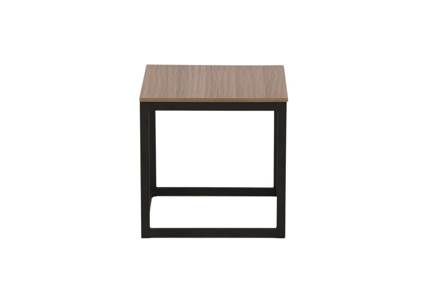 VENTURE DESIGN Arbor sidebord, kvadratisk - mrkebrun MDF og sort stl (50x50)