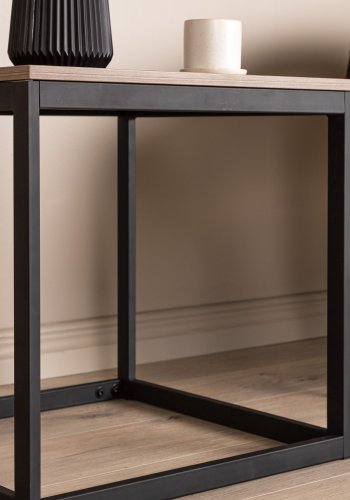 VENTURE DESIGN Arbor sidebord, kvadratisk - mrkebrun MDF og sort stl (50x50)