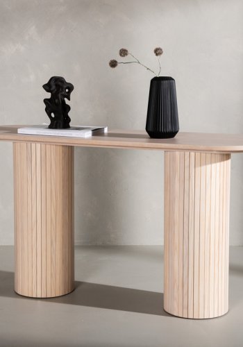 VENTURE DESIGN Bianca konsolbord, oval - hvidkalket finér (130x40)