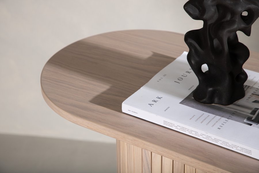 VENTURE DESIGN Bianca konsolbord, oval - hvidkalket finér (130x40)