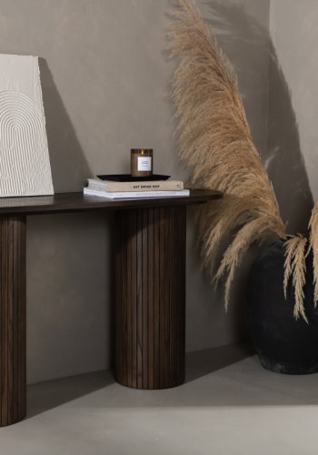 VENTURE DESIGN Bianca konsolbord, oval - mokka finér (130x40)